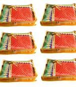 Atorakushon 6Piece Satin  Saree Blouse Cover Wardrobe Cloth Bag Garments Cover Travel Organizer Wedding Gift Gold