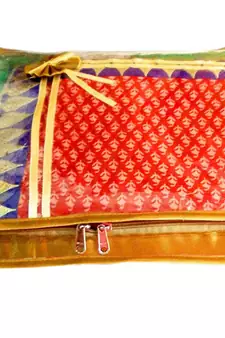 Atorakushon 6Piece Satin  Saree Blouse Cover Wardrobe Cloth Bag Garments Cover Travel Organizer Wedding Gift Gold