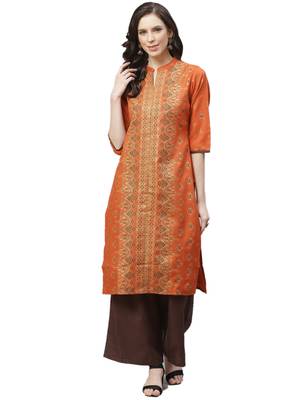 Red printed polyester ethnic-kurtis 1