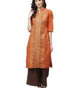 Red printed polyester ethnic-kurtis