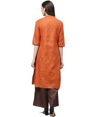 Red printed polyester ethnic-kurtis 2