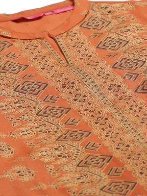 Red printed polyester ethnic-kurtis 4