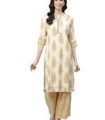 Mustard printed polyester ethnic-kurtis