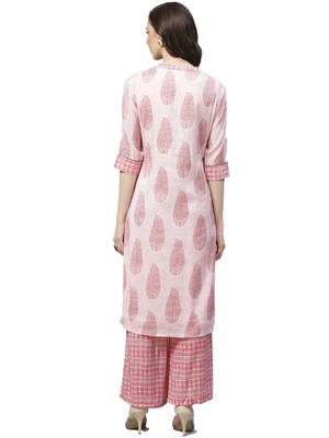 Pink printed polyester ethnic-kurtis 2