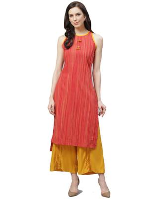 Red printed cotton ethnic-kurtis 1