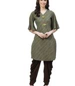Green printed cotton ethnic-kurtis
