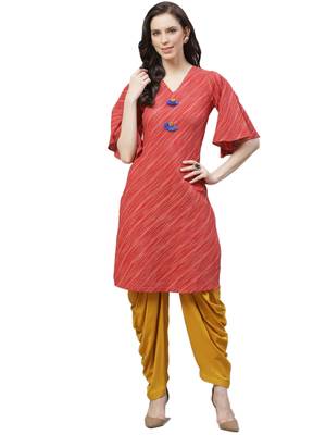 Red printed cotton ethnic-kurtis 1