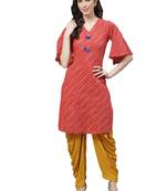 Red printed cotton ethnic-kurtis