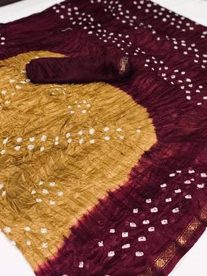 Brown woven cotton silk saree with blouse 1