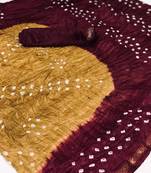 Brown woven cotton silk saree with blouse