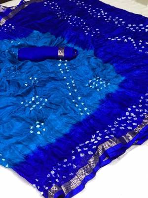 Blue woven cotton silk saree with blouse 1