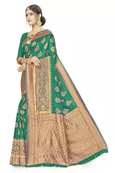 Green Woven  Art Silk Saree With Blouse