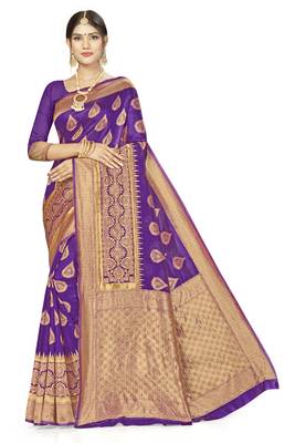 Purple Woven  Art Silk Saree With Blouse 1