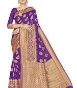 Purple Woven  Art Silk Saree With Blouse