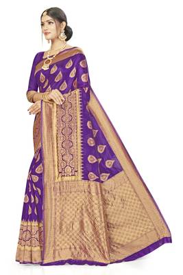 Purple Woven  Art Silk Saree With Blouse 2