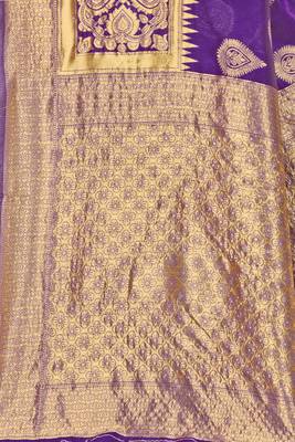 Purple Woven  Art Silk Saree With Blouse 4