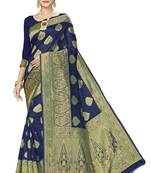 Blue Woven Art Silk Saree With Blouse
