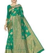 Green woven art  silk saree with blouse