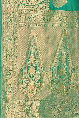 Green woven art  silk saree with blouse 4