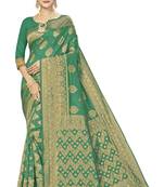 Green woven art  silk saree with blouse