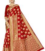 Red woven art  silk saree with blouse