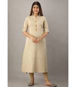 Women's  Chiku Rayon Self Design A-Line Kurta