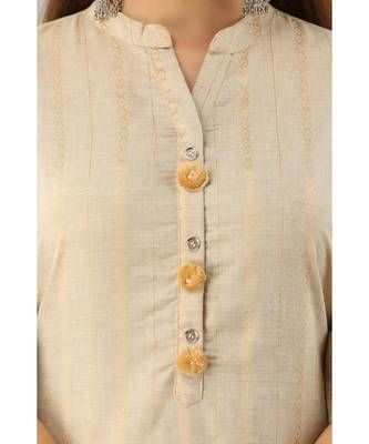 Women's  Chiku Rayon Self Design A-Line Kurta 2