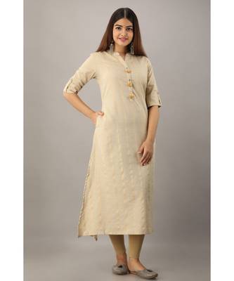 Women's  Chiku Rayon Self Design A-Line Kurta 5