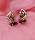 Dazzling Red Beads in Peacock Shape Jhumki Earrings