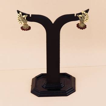 Dazzling Red Beads in Peacock Shape Jhumki Earrings 2