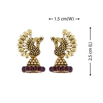 Dazzling Red Beads in Peacock Shape Jhumki Earrings 5