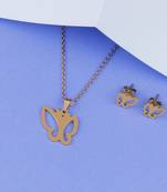 Gold Plated Delicate Pandent Set Butterfly Designer For Women Girls