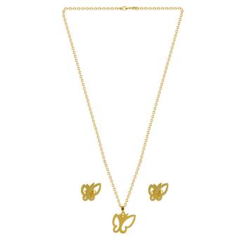 Gold Plated Delicate Pandent Set Butterfly Designer For Women Girls 3