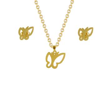 Gold Plated Delicate Pandent Set Butterfly Designer For Women Girls 4