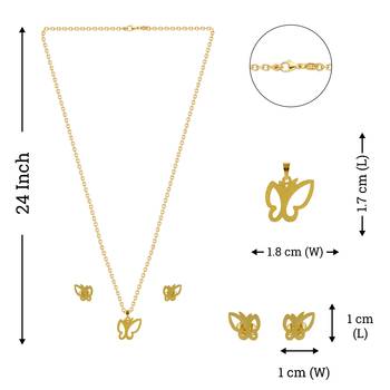 Gold Plated Delicate Pandent Set Butterfly Designer For Women Girls 5
