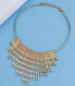 Stylish Golden Stick Designer  Fancy Necklace Set For Women Girl