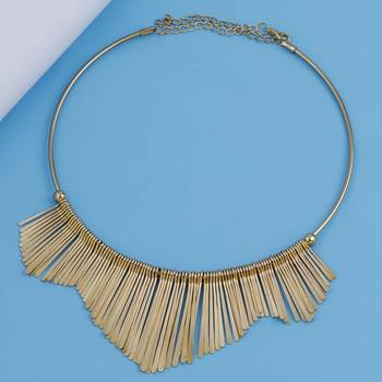 Stylish Golden Stick Designer  Fancy Necklace Set For Women Girl 1