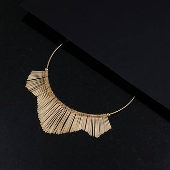 Stylish Golden Stick Designer  Fancy Necklace Set For Women Girl 2
