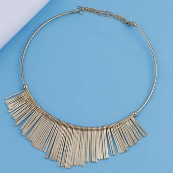 Stylish Golden Stick Designer  Fancy Necklace Set For Women Girl 1