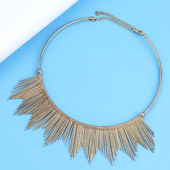 Stylish Golden Stick Designer  Fancy Necklace Set For Women Girl 1