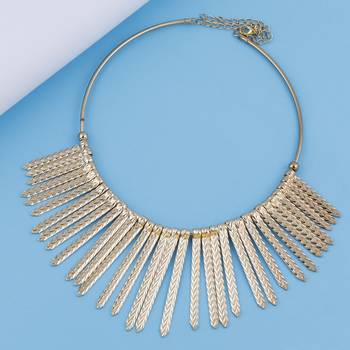 Stylish Golden Stick Designer  Fancy Necklace Set For Women Girl 1