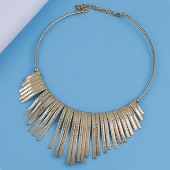 Stylish Golden Stick Designer  Fancy Necklace Set For Women Girl 1