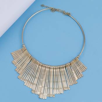 Stylish Golden Stick Designer  Fancy Necklace Set For Women Girl 1