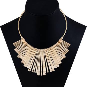 Stylish Golden Stick Designer  Fancy Necklace Set For Women Girl 3