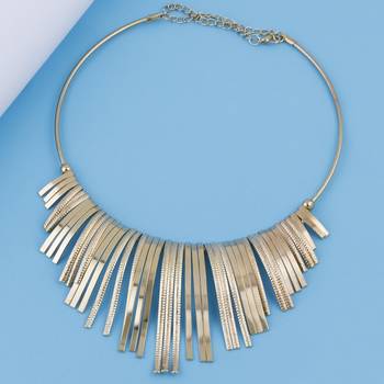 Stylish Golden Stick Designer  Fancy Necklace Set For Women Girl 1