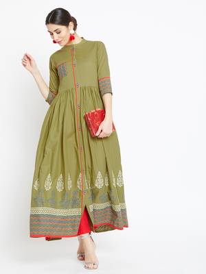 Green printed cotton kurtas-and-kurtis 1