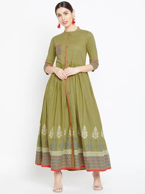 Green printed cotton kurtas-and-kurtis 2