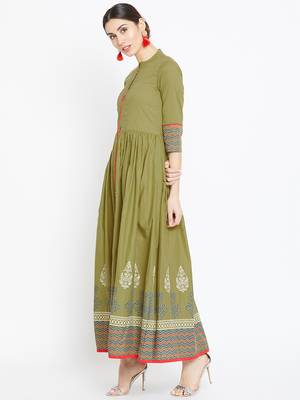 Green printed cotton kurtas-and-kurtis 4