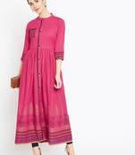 Pink printed cotton kurtas-and-kurtis
