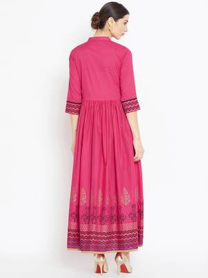 Pink printed cotton kurtas-and-kurtis 5